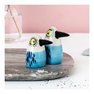 Blue bird salt and pepper shakers by Hannah Turner