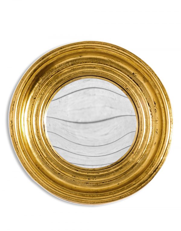 round antique gold convex mirror