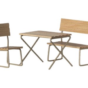 Garden Set - Table with Chair and Bench (wooden top)