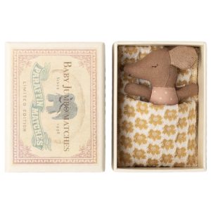 Sleepy/Wakey Baby Mouse in a Matchbox - Rose (Mustard Bag)