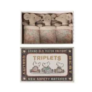 triplets, baby mice in a matchbox - checker pattern