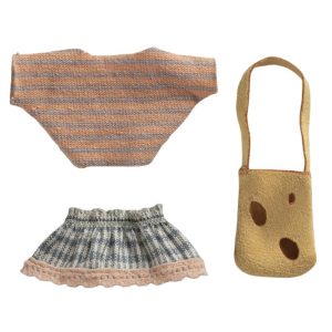 skirt, jumper and cheesecloth bag for little sister mouse