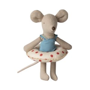 Beach Mouse with float - little sister - red dots